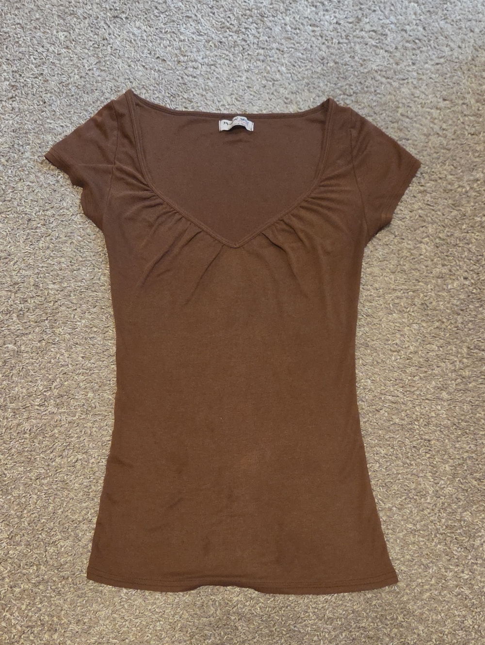 Women’s Brown Scoop Neck Short Sleeve Top